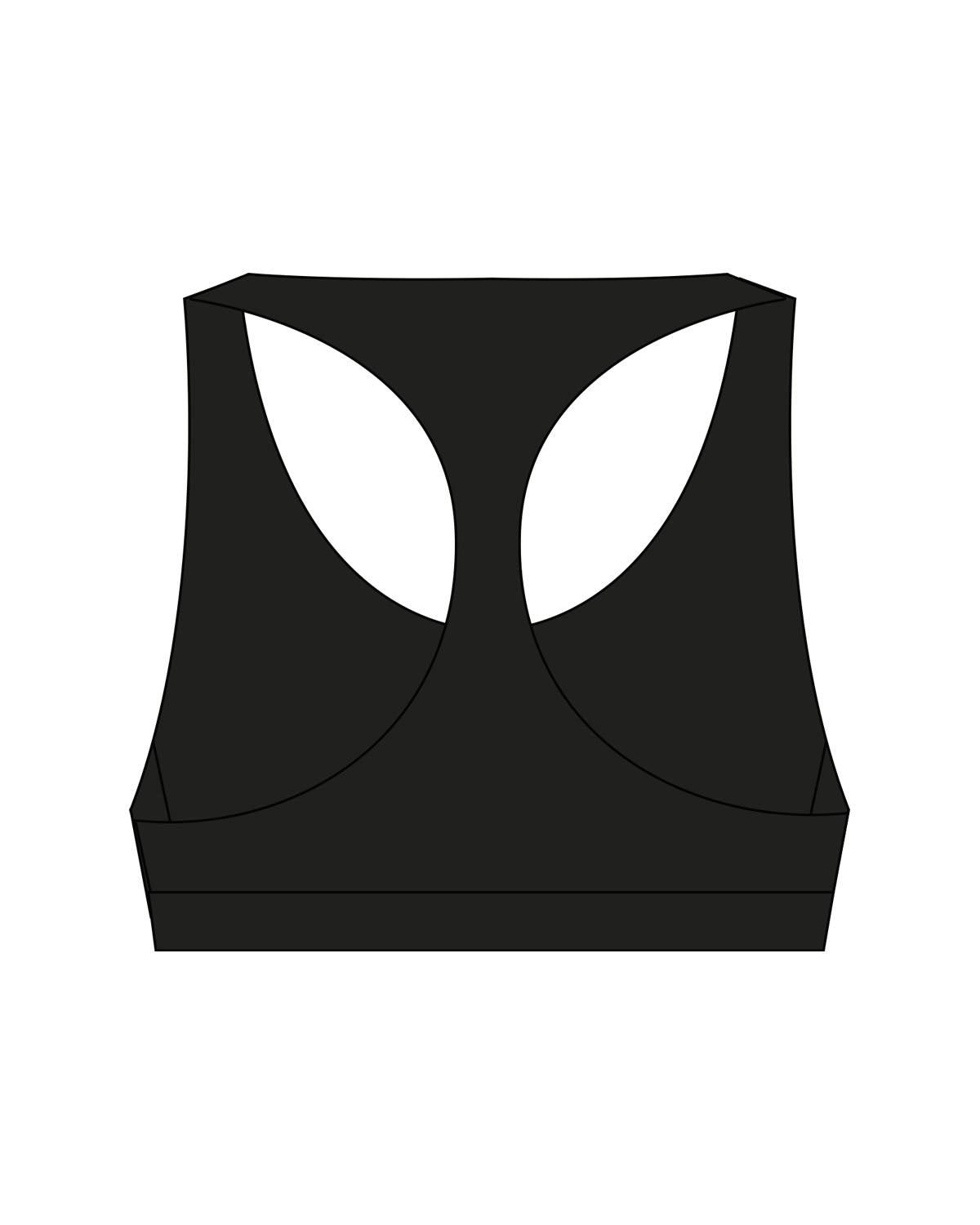 The Racer Bra - Black - Studio 205 - Center Chest - Printed - White