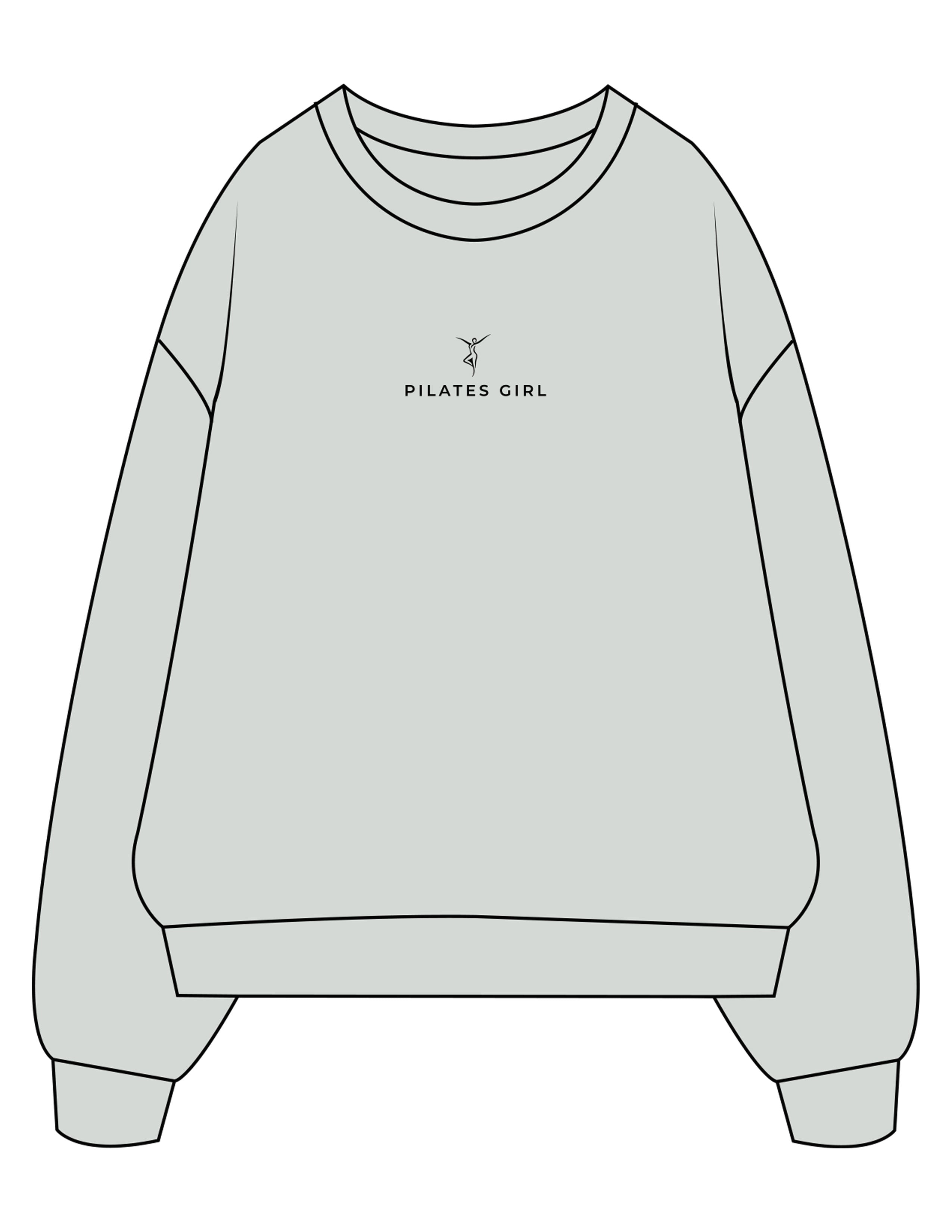 The Midweight Unisex Crewneck - Washed Sage - Movement Pilates Buffalo - Center Chest Stacked - EMB - Black
