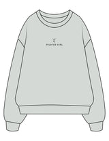 The Midweight Unisex Crewneck - Washed Sage - Movement Pilates Buffalo - Center Chest Stacked - EMB - Black