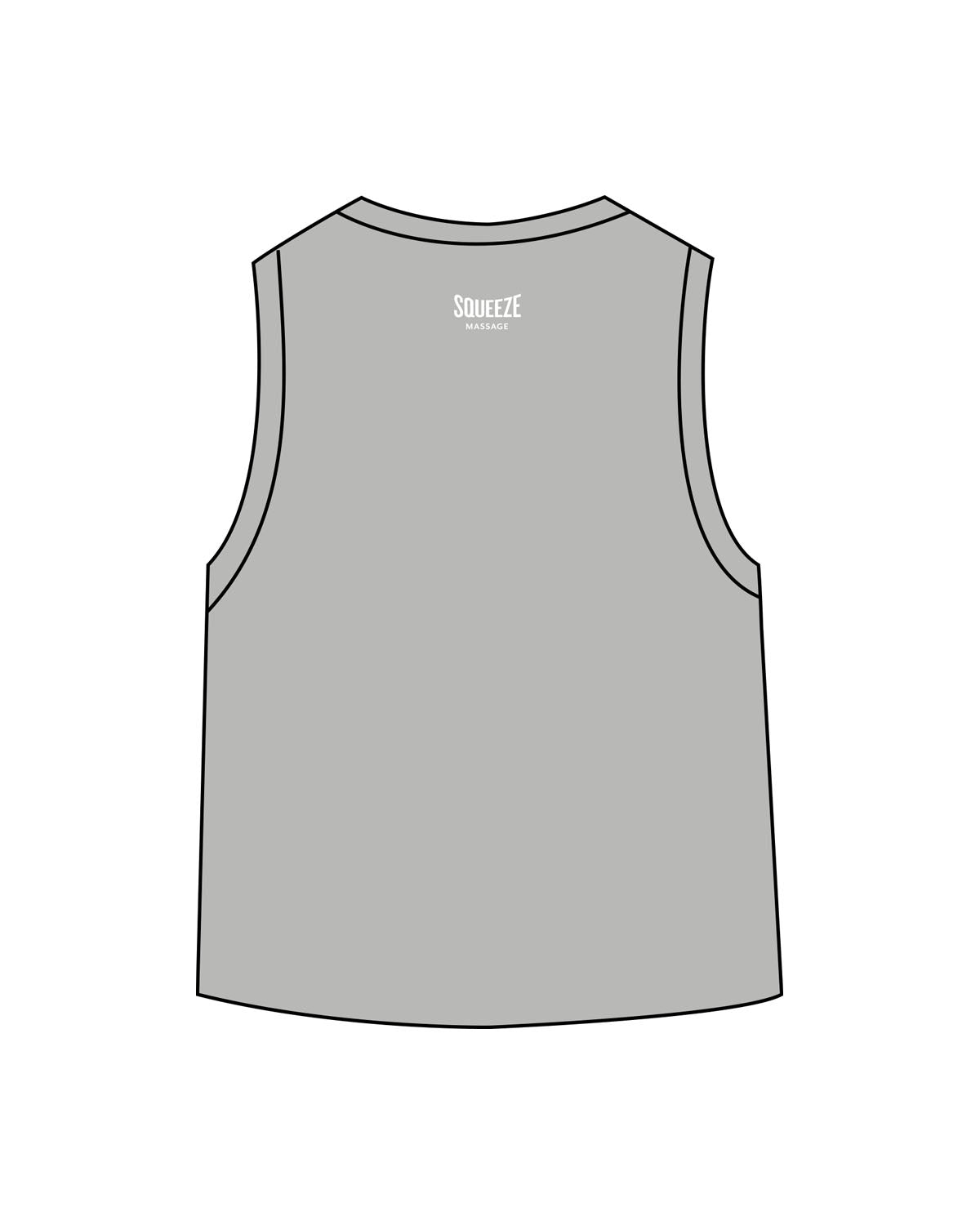 The Daily Crop Tank - Heather Gray - Squeeze Massage - Center Chest Stacked & Back Neckline - Printed - Full Color