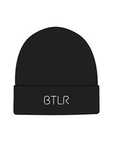 The Beanie - Black - BTLR - Center Fold - Embroidered - White