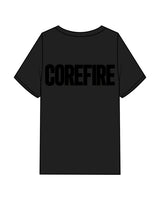 The Mens Heavyweight Tee - Washed Black - Corefire - Left Chest & "COREFIRE" Back Center - Tone on Tone