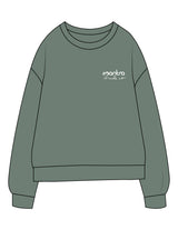 The Midweight Unisex Crewneck - Washed Alpine - Mantra -  Left Chest Stacked - Printed - White