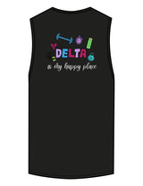 The Scoop Muscle Tank - Black - Delta Fitness - Center Chest & Back Stacked "DELTA" - Printed - Full Color