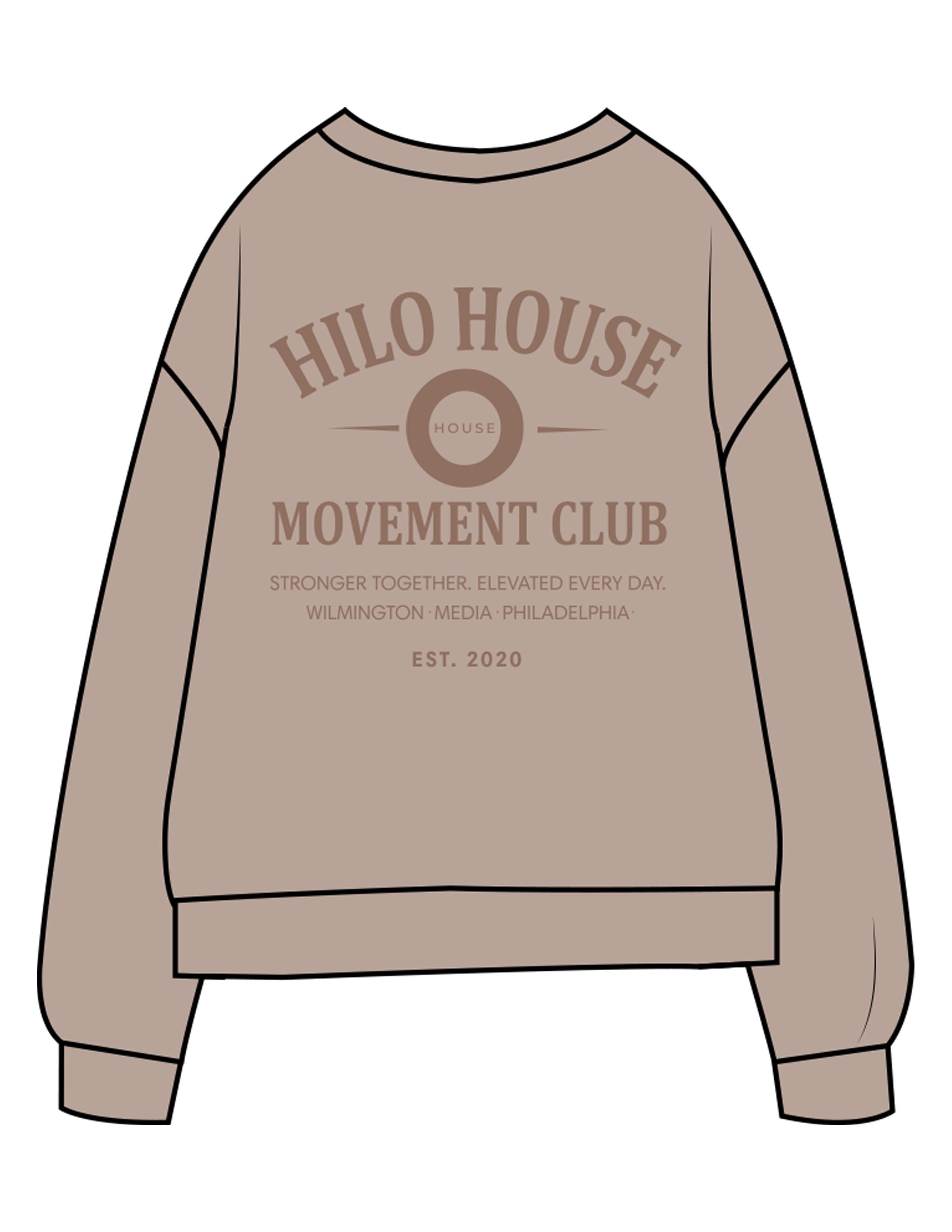 The Midweight Unisex Crewneck - Washed Cement - HiLo - Center Chest & Back Stacked - Printed - Tone on Tone