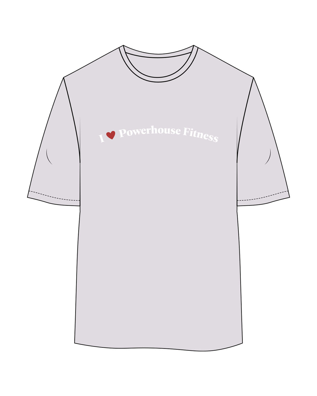 The Womens Oversized Tee - Orchid - Powerhouse Fitness - Center Chest Arched - Printed - Full Color