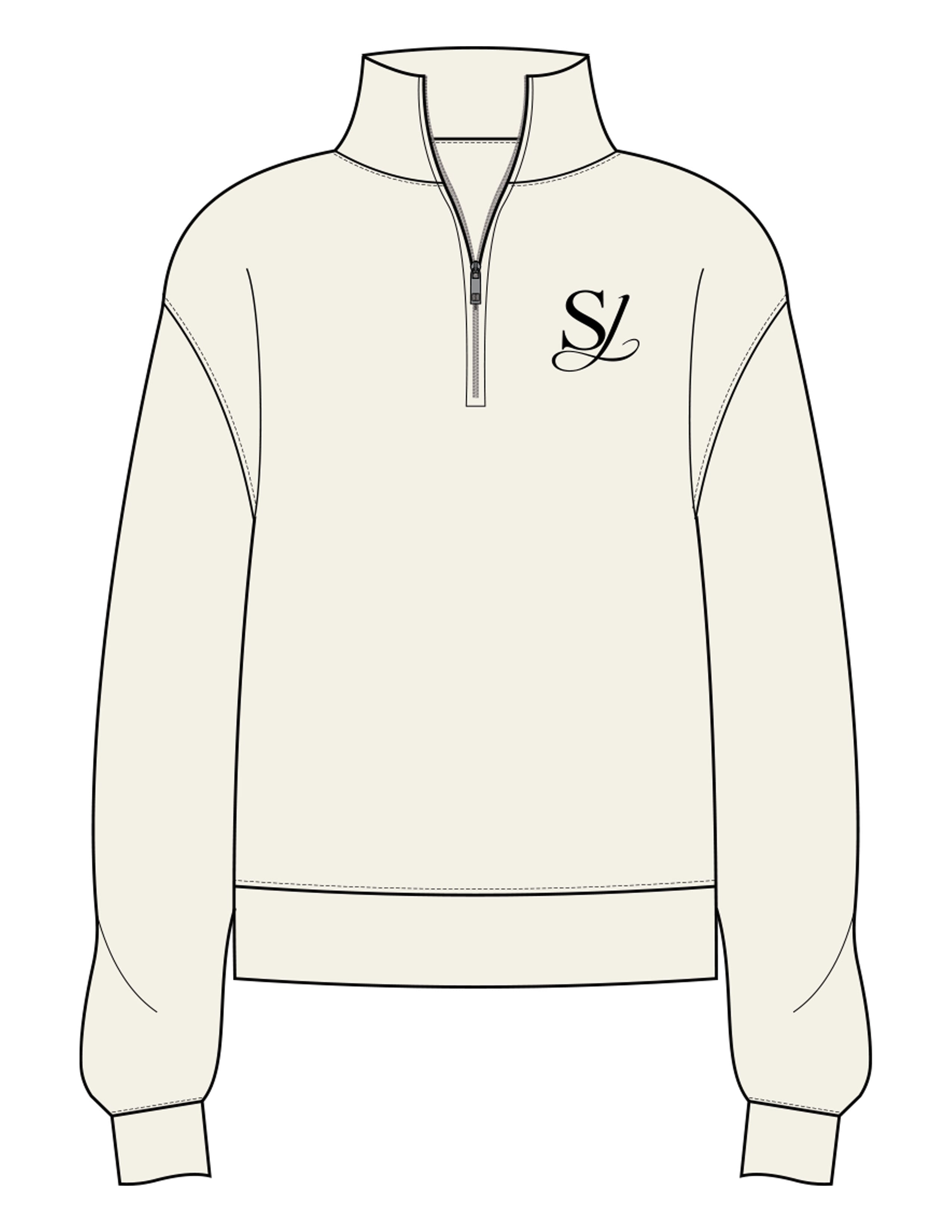 The Womens 1/4 Zip - Off White - Skulpt Lagree - Left Chest - Printed - Black