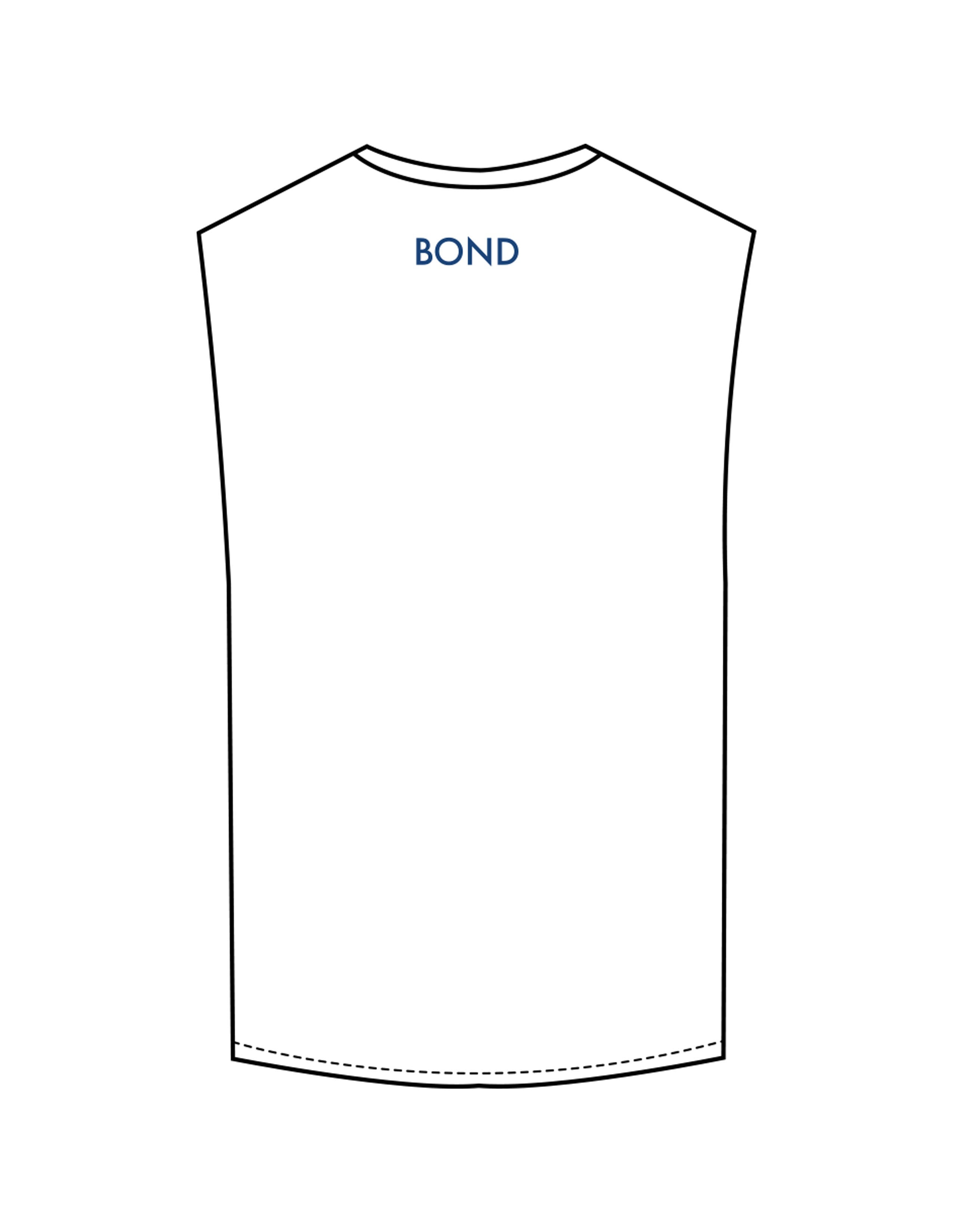 The Muscle Tank - White - Bond Fitness - Center Chest Round & Upper Back - Printed - Blue