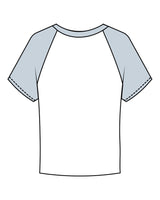 The Micro Rib Baby Tee - White / Baby Blue - Evolve Lagree - Center Chest - Printed - Navy