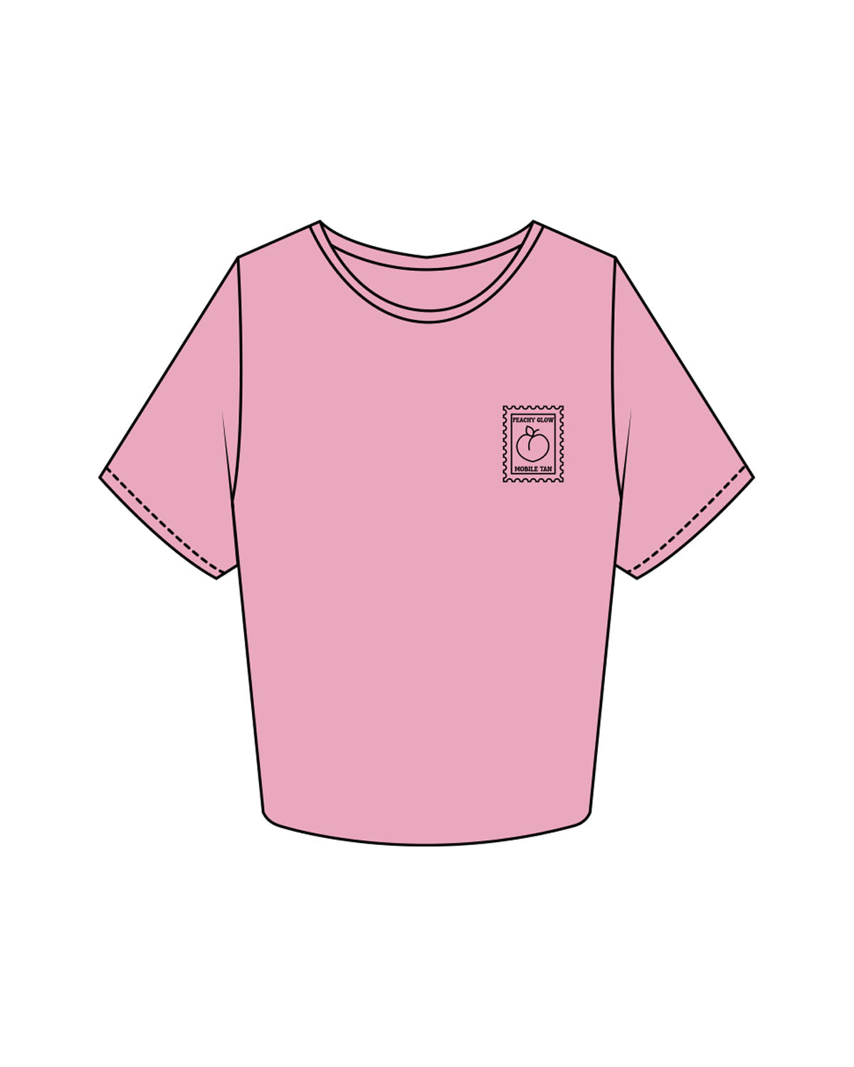 The Crop Tee - Bubblegum - Peachy Glow - Left Chest & Back Square - Printed - Black