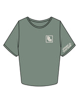 The Crop Tee - Sage - Fase Lagree - Left Chest & Left Sleeve - Printed - Ecru