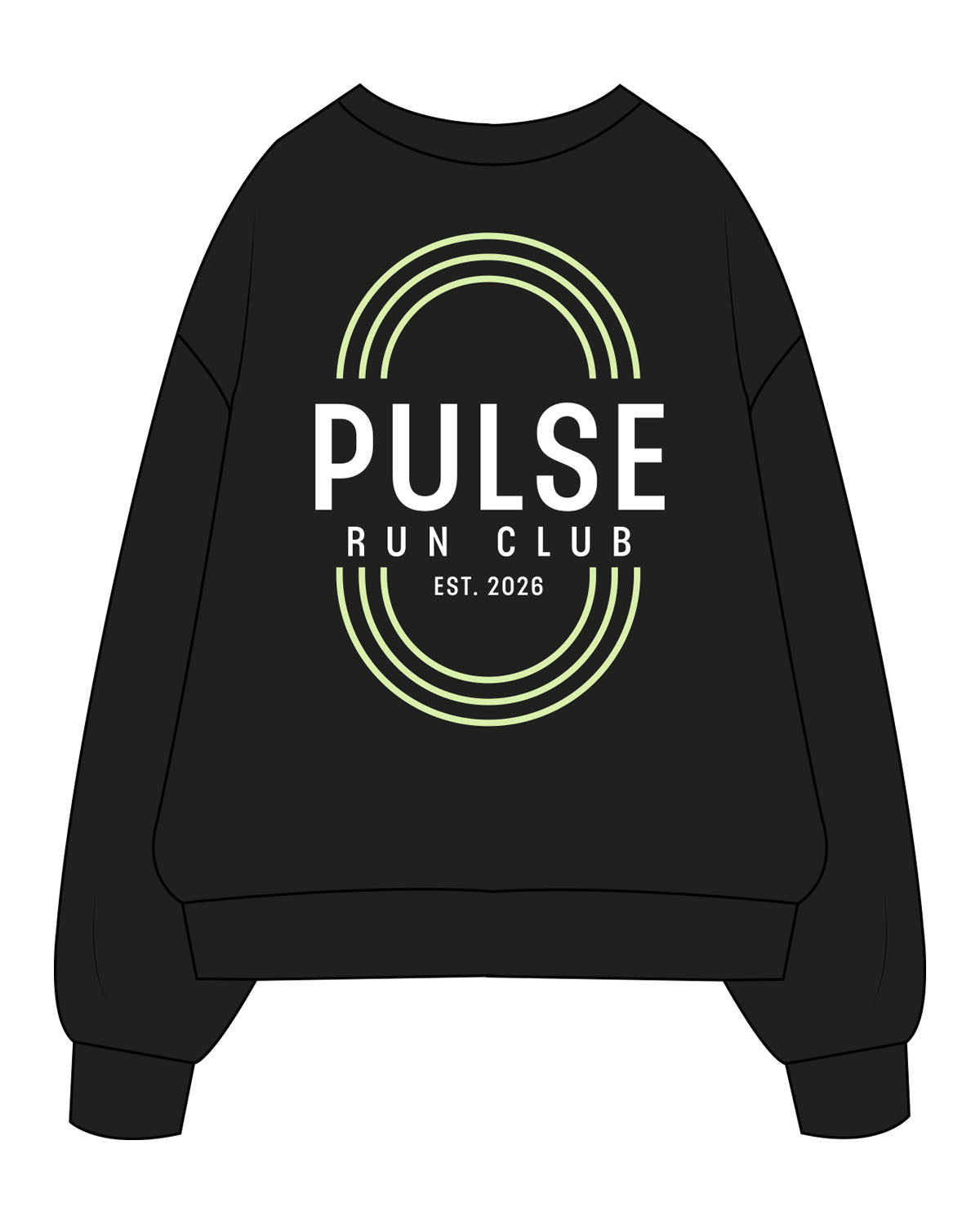 The Mens Heavyweight Hoodie - Black - Pulse 712 - Full Back - Printed - Full Color