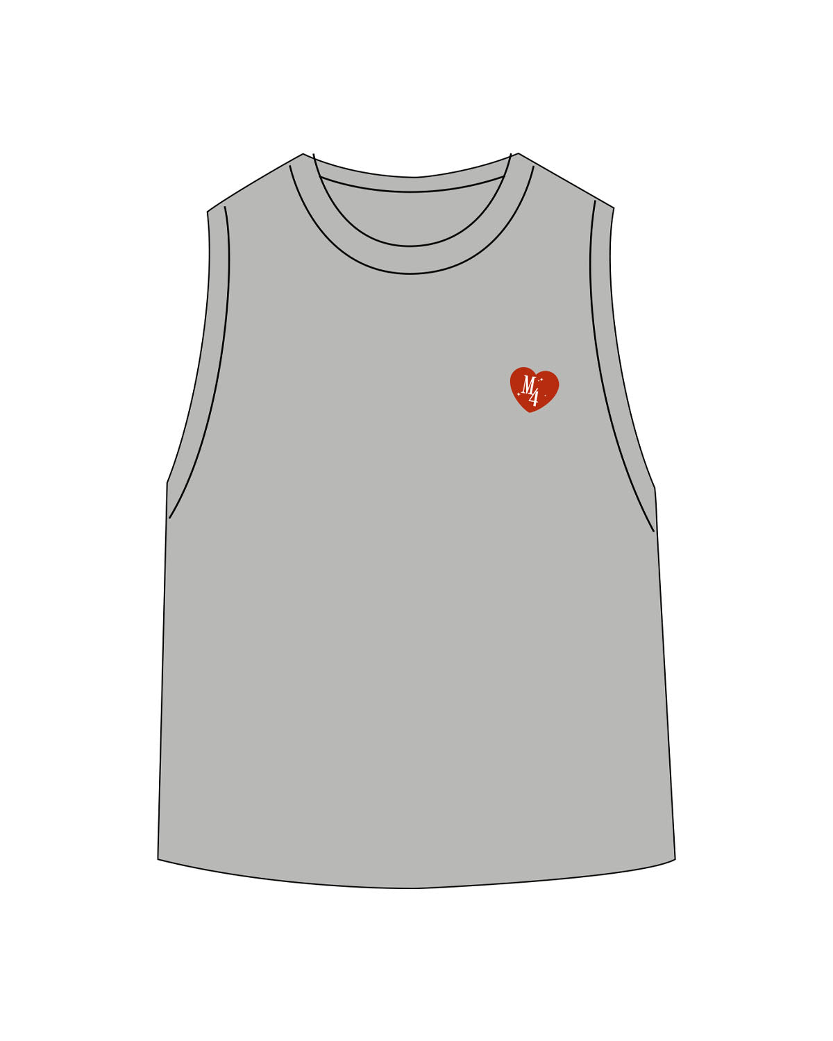 The Daily Crop Tank - Heather Gray - M4Lagree - Left Chest Logo - Printed - Full Color
