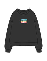 The Womens Crewneck - Washed Black - Uprise Hot Yoga - Center Chest Stacked - Printed - Full Color