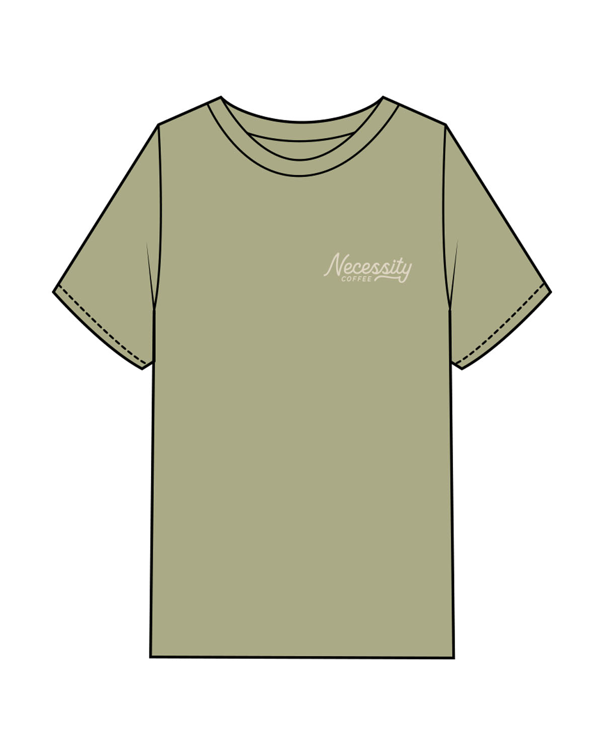 The Mens Heavyweight Tee - Washed Eucalyptus - Necessity Coffee - Left Chest & Back Image - Printed - Off White