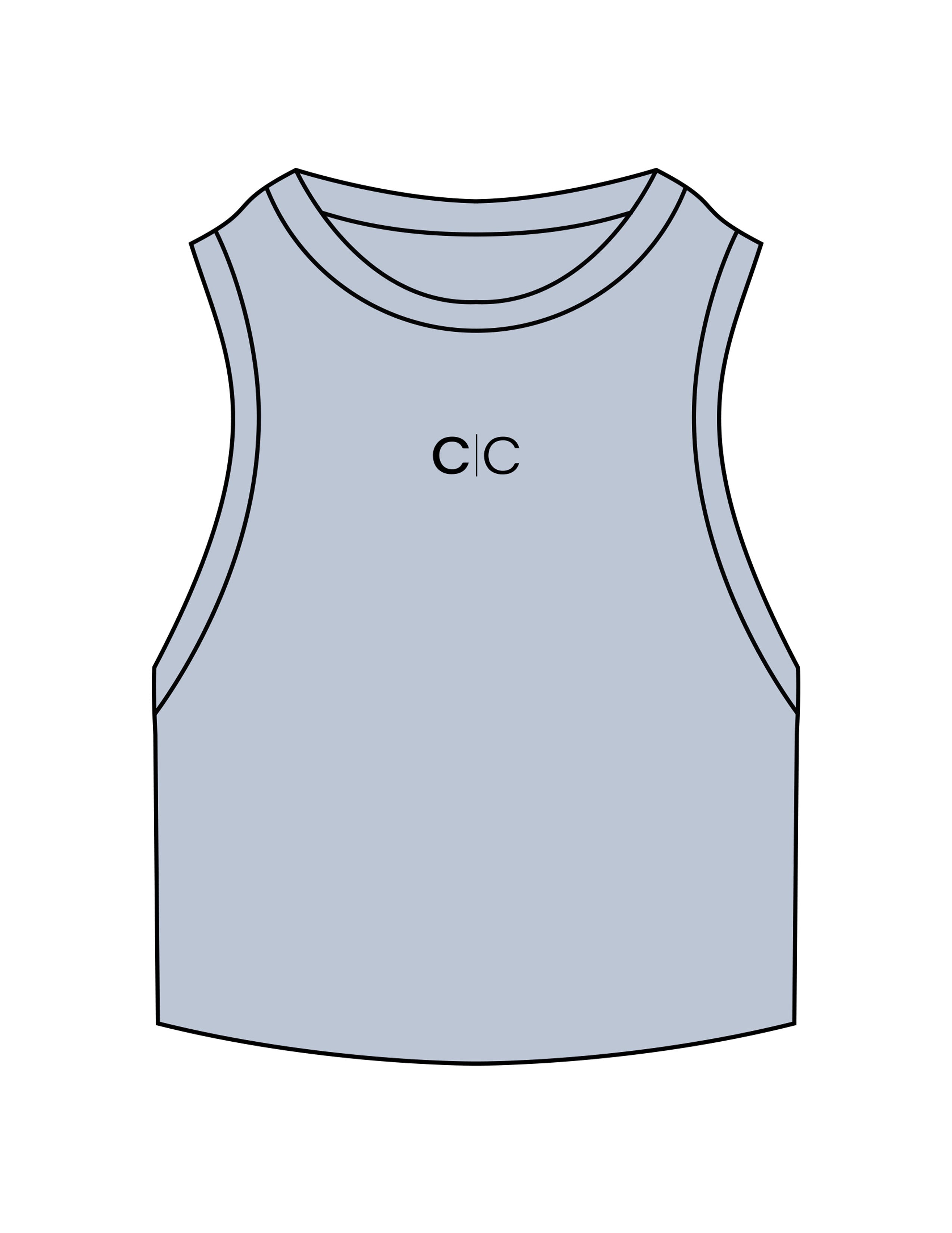 The Ribbed Crop Tank - Powder - Core Collective - Center Chest "C|C"- Embroidered - Black