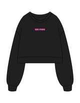 The Womens Crop Crewneck - Black - Dose - Center Chest - Printed - Pink