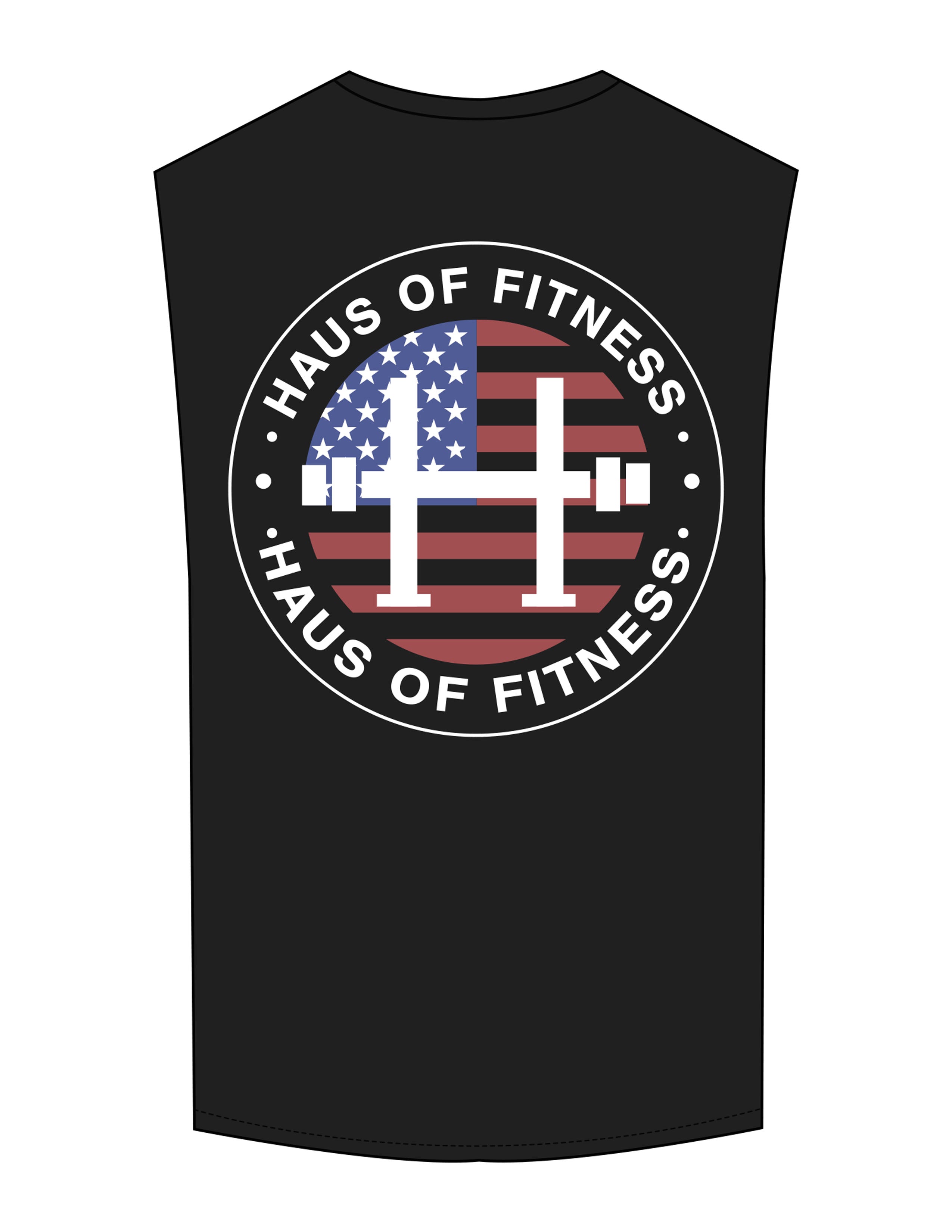 The Muscle Tank - Black - Haus of Fitness - Center Chest & Back Round - Printed - Full Color