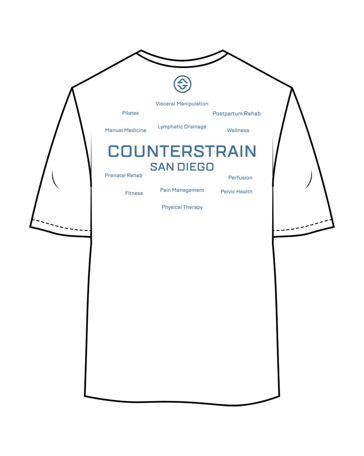 The Womens Oversized Tee - White - Counterstrain - Front & Back Center Stacked - Full Color
