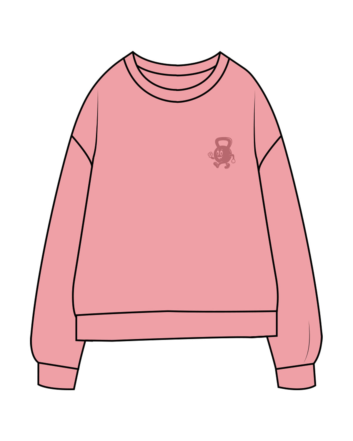 The Midweight Unisex Crewneck - Washed Pink - Delta Fitness - Left Chest & Back Stacked - Printed - Tone on Tone