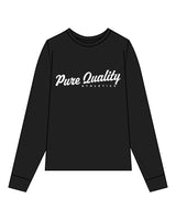 The Mens Heavyweight Long Sleeve - Black - PURE QUALITY - Center Chest - White