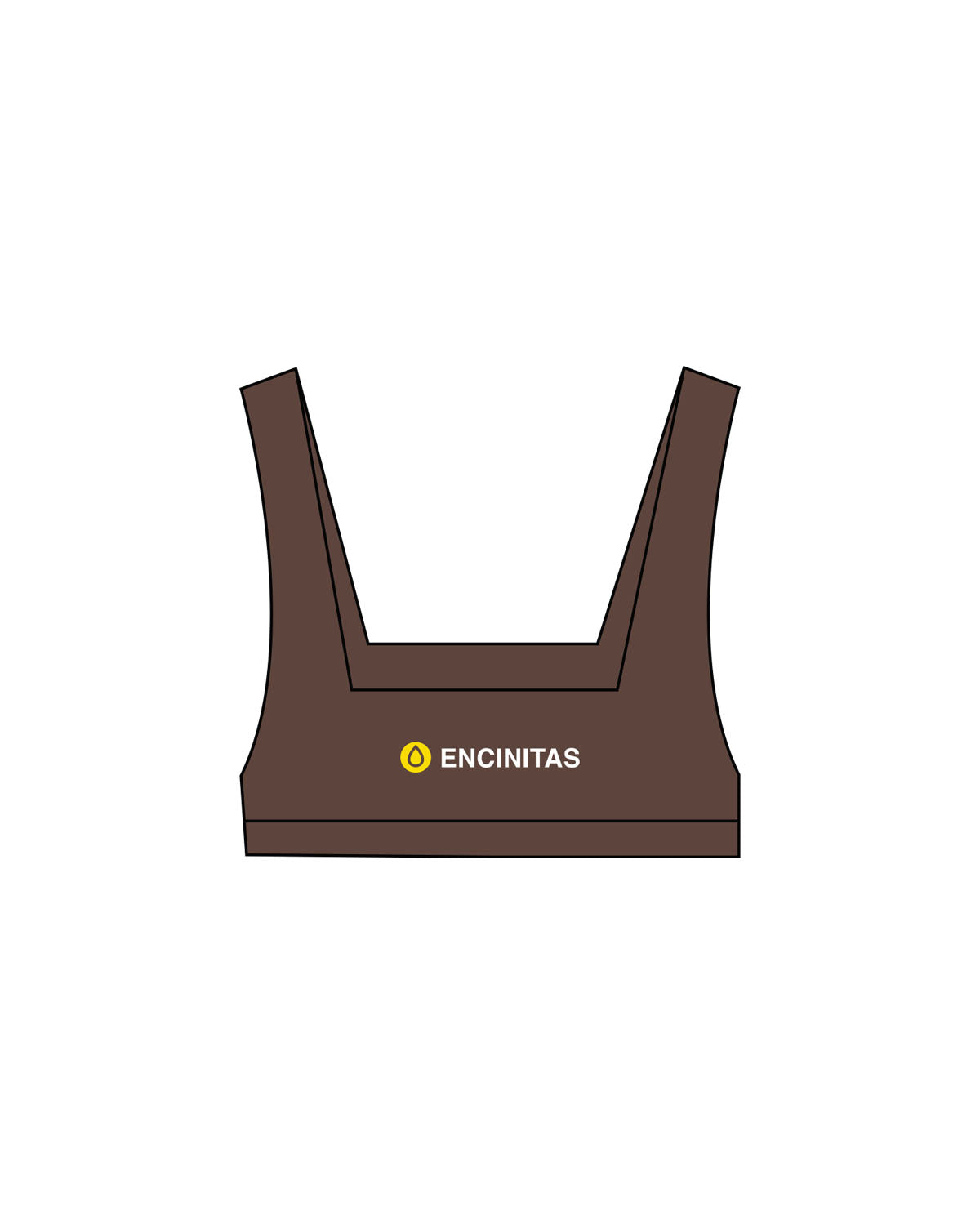 The Box Cut Bra - Cafe - SWEATDREAMS - Center Back "ENCINITAS" - Printed - Full Color
