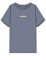 The Mens Heavyweight Tee - Washed Indigo - Barnes. The Label - Center Chest & Full Back - Printed - Full Color