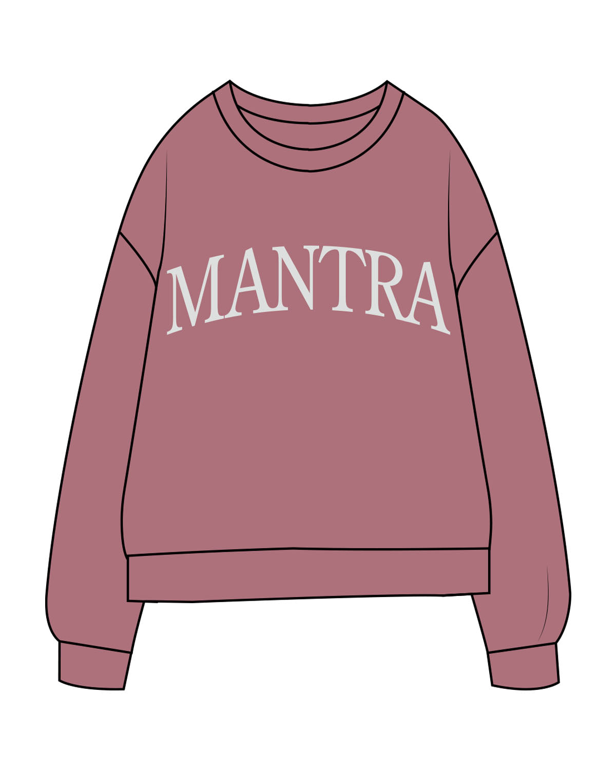 The Midweight Unisex Crewneck - Washed Maroon - Mantra - Center Chest Arch - Printed - Washed Sage