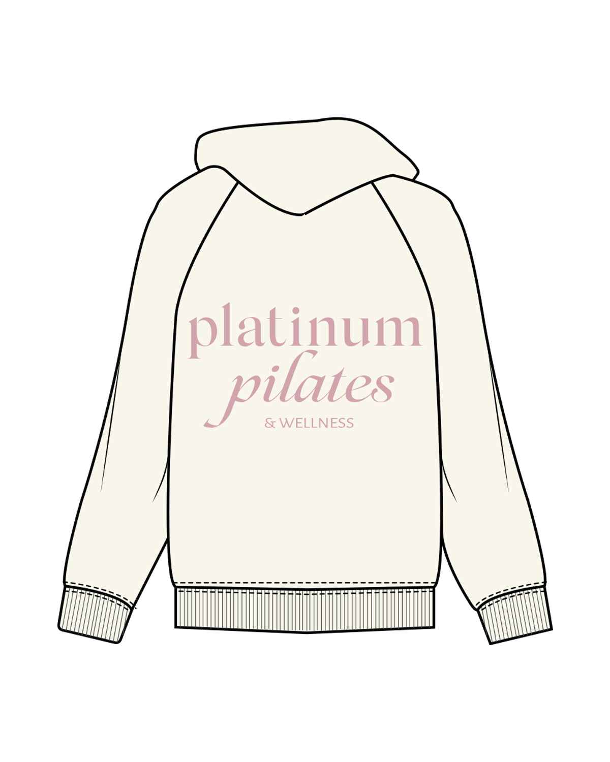 The Womens Heavyweight Hoodie - Off White - Platinum Pilates - Left Chest & Back Center Stacked - Pink