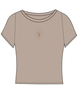 The Sporty Crop Short Sleeve - Light Brown - Velvaere - Center Chest Oval - Printed - Terracota