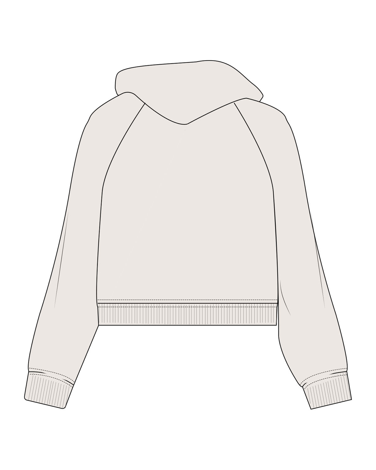 The Womens Crop Hoodie - Bone - HeartCore - Chest Stacked - Printed - Red