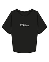 The Crop Tee - Black - C2 Financial - Center Chest Stacked - Printed - White