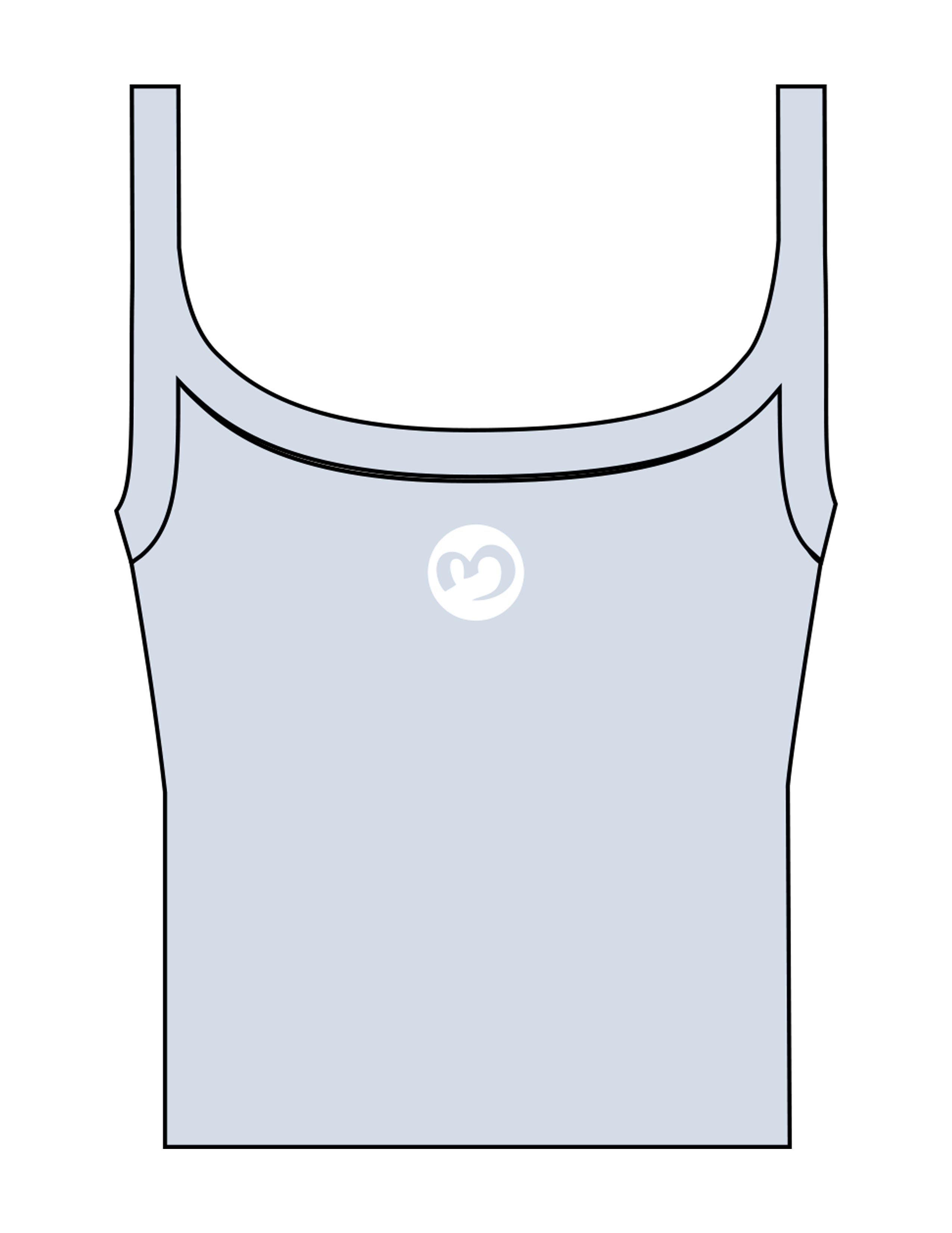The Micro Rib Strappy Crop Tank - Baby Blue - Mantra - Center Chest Round - Printed - White
