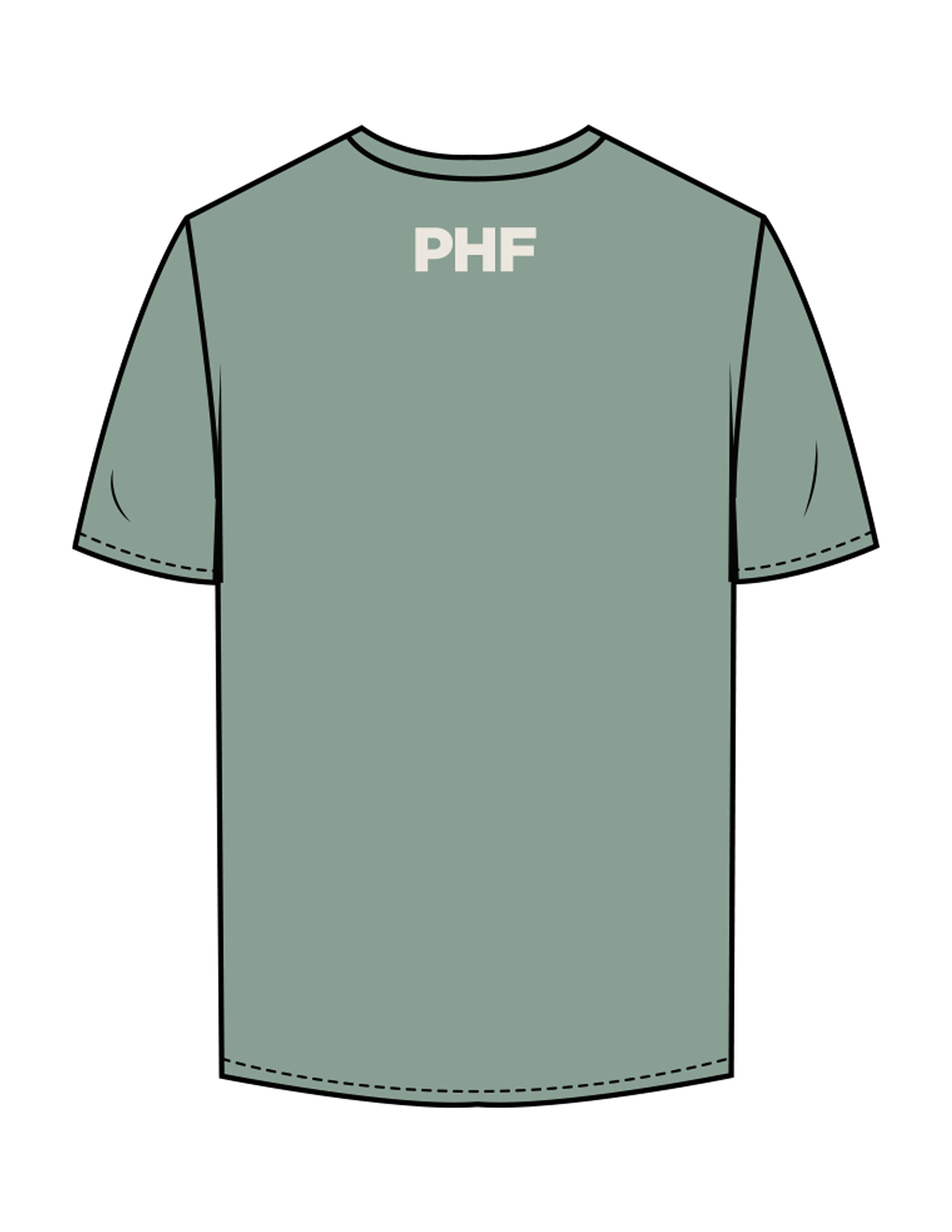 The Mens Tee - Sage - Powerhouse Fitness - Center Chest & Back Neckline - Printed - Off White