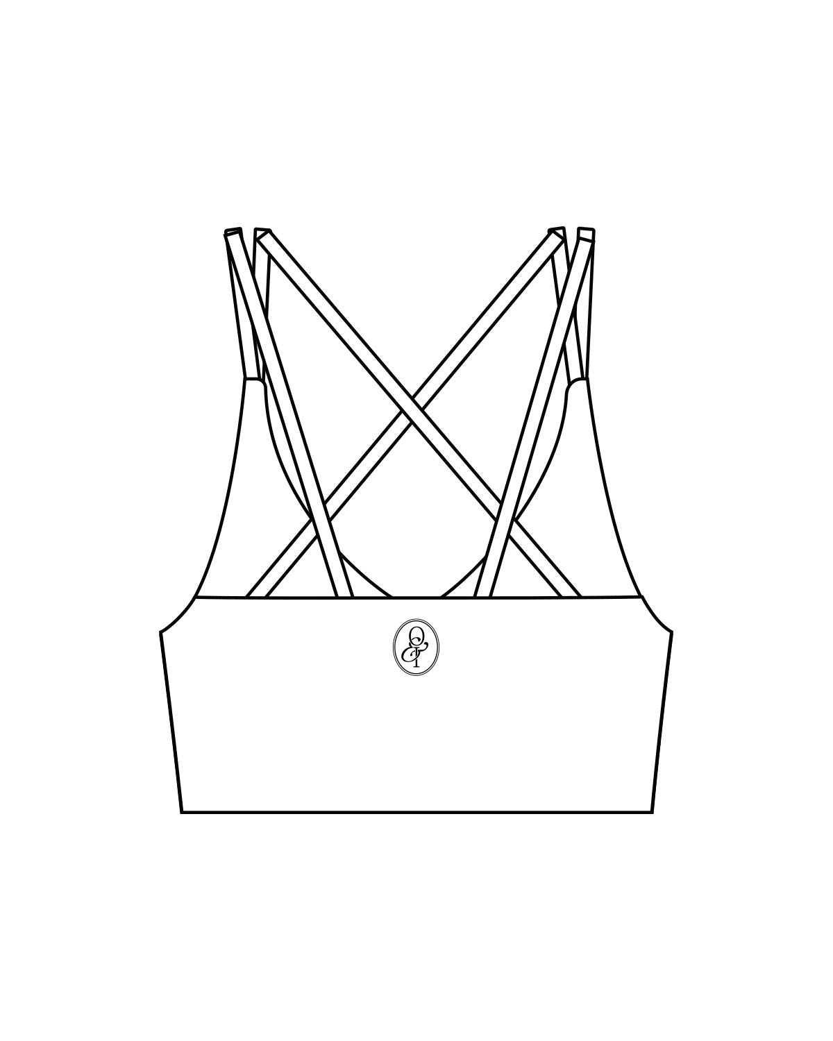 The Strappy Bra - White - Onyx & Ivory - Left Chest & Center Back - Printed - Black