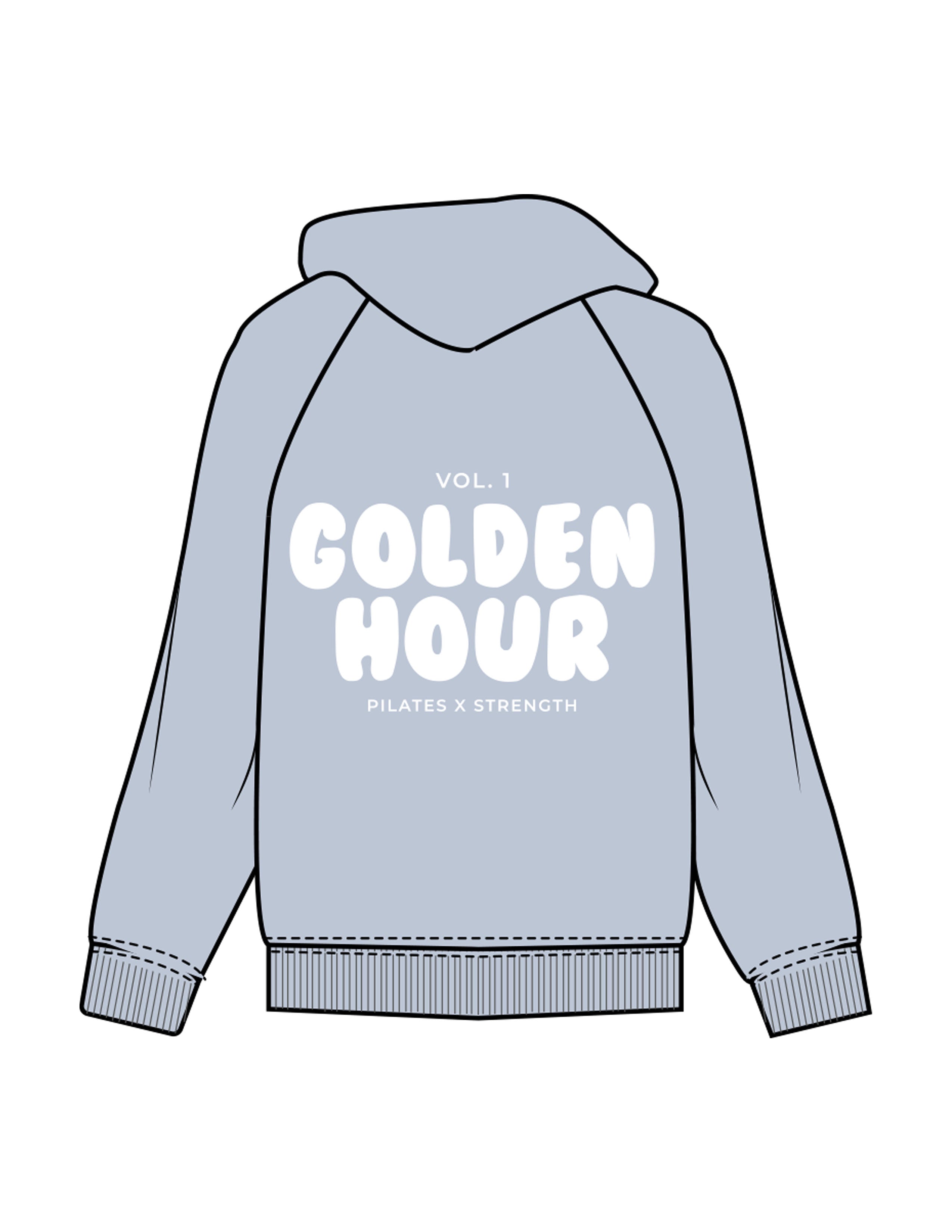 The Mens Hoodie - Powder - Golden Hour - Left Chest & Back Stacked - Printed - White