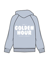 The Mens Hoodie - Powder - Golden Hour - Left Chest & Back Stacked - Printed - White