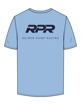 The Mens Tee - Carolina Blue - Reiner Pump Systems - Left Chest & Back Stacked - Printed - Navy