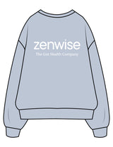 The Mens Crewneck - Powder - Zenwise - Left Chest & Back Stacked - Printed - White