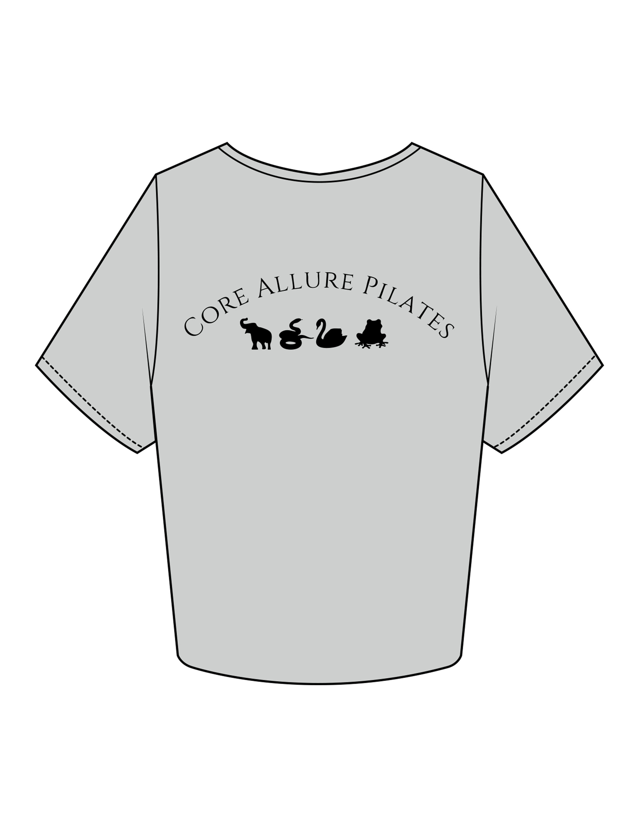 The Crop Tee - Storm - Core Allure Pilates - Left Chest Arc Stacked & Back Arc Stacked - Printed - Black