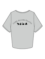 The Crop Tee - Storm - Core Allure Pilates - Left Chest Arc Stacked & Back Arc Stacked - Printed - Black