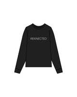 The Mens Long Sleeve - Black - REKINECTED - Center Chest & Center Back Circular - Printed - White