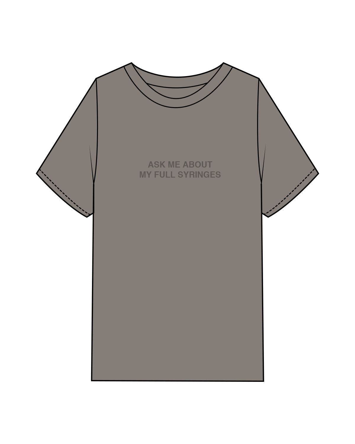 The Womens Heavyweight Tee - Washed Gray - Aesthetics Injector - Center Chest " ASK ME " - Tone on Tone