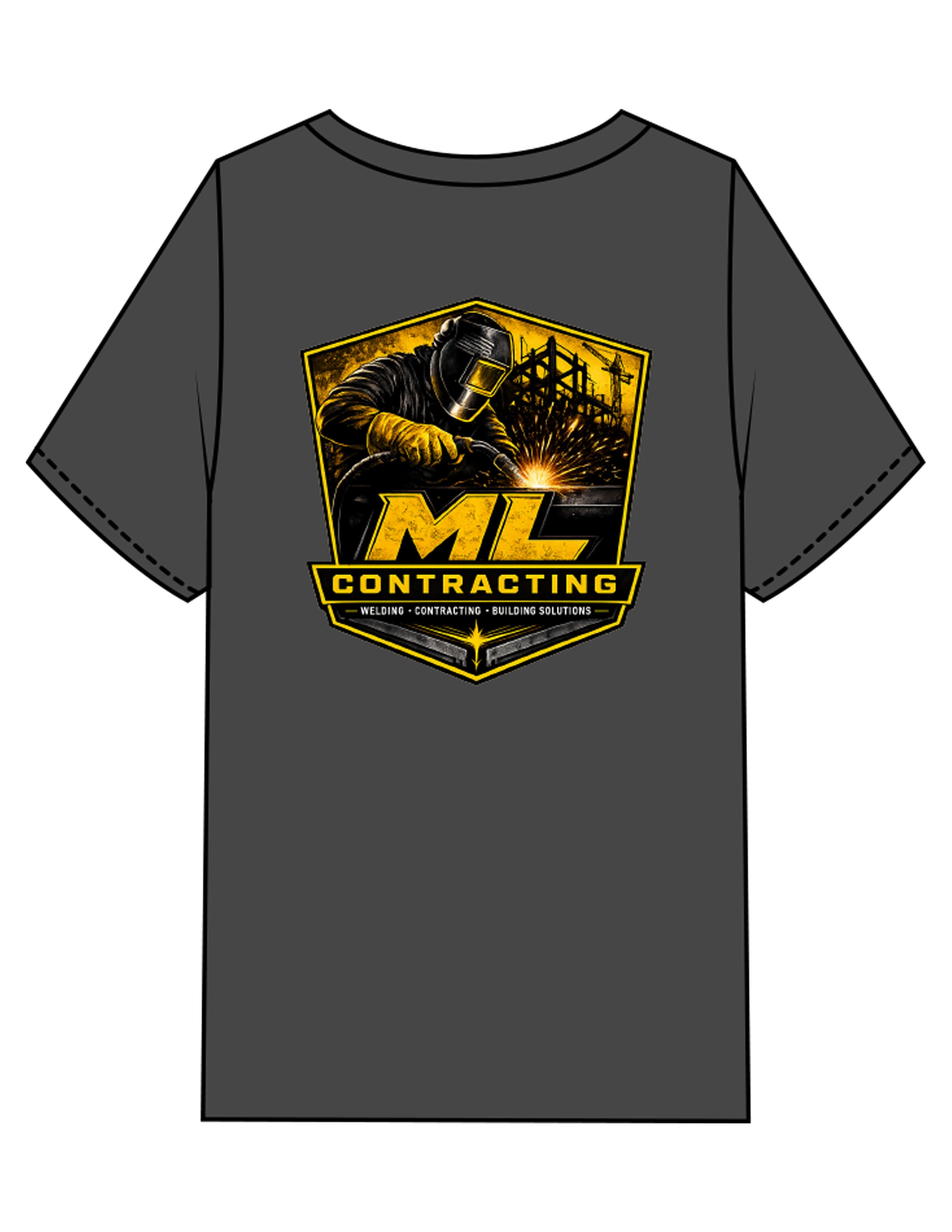 The Mens Heavyweight Tee - Washed Charcoal - ML Contracting LLC - Left Chest & Back Image - Printed - Full Color