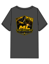 The Mens Heavyweight Tee - Washed Charcoal - ML Contracting LLC - Left Chest & Back Image - Printed - Full Color