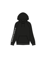 The Mens Classic Hoodie - Black - Reform Studios - Right Sleeve Vertical & Center Back - Printed - White