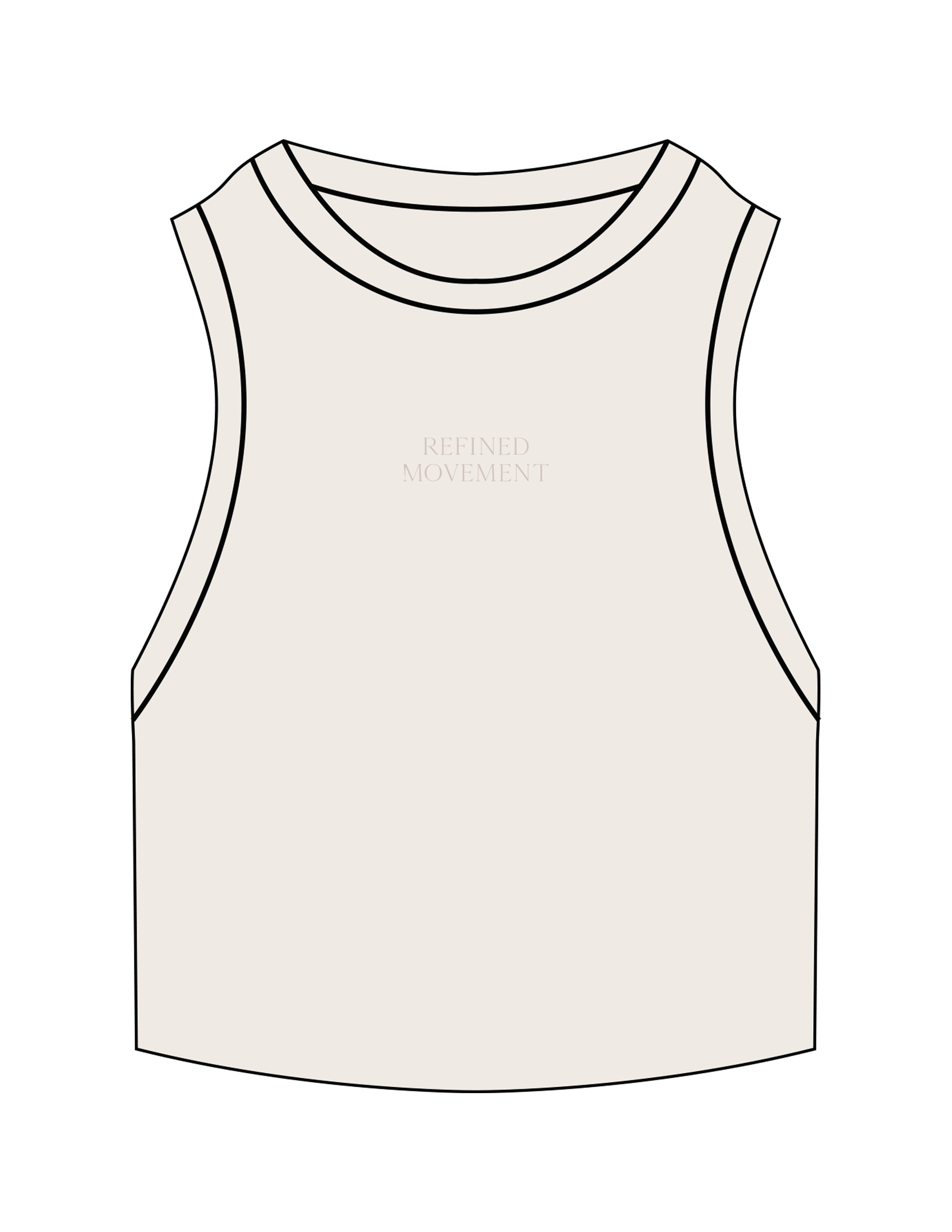 The Ribbed Crop Tank - Off White - Refined Movement - Center Chest Stacked - Embroidered - Tone on Tone