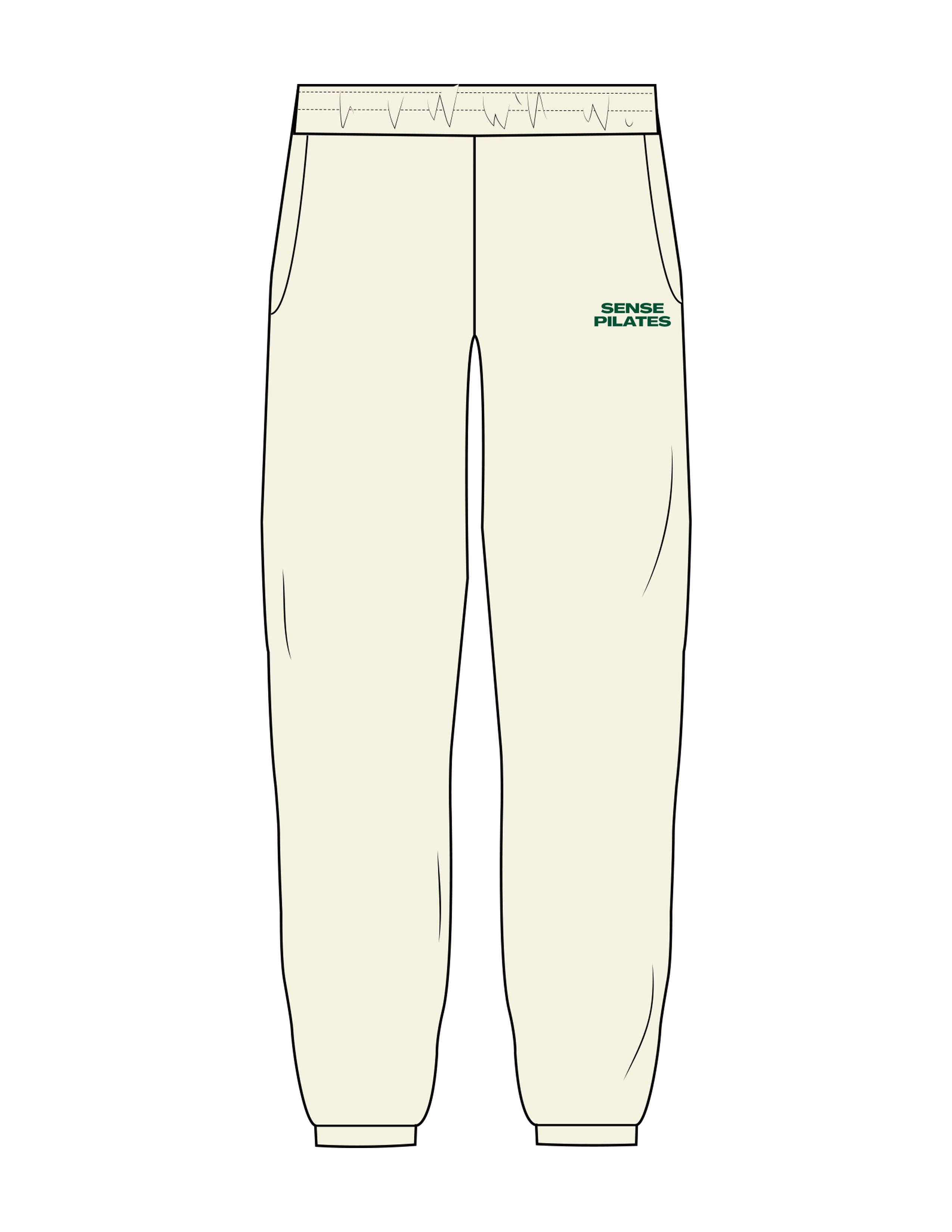 The Womens Sweatpants - Butter - Sense Pilates - Left Leg Stacked - Embroidered - Green