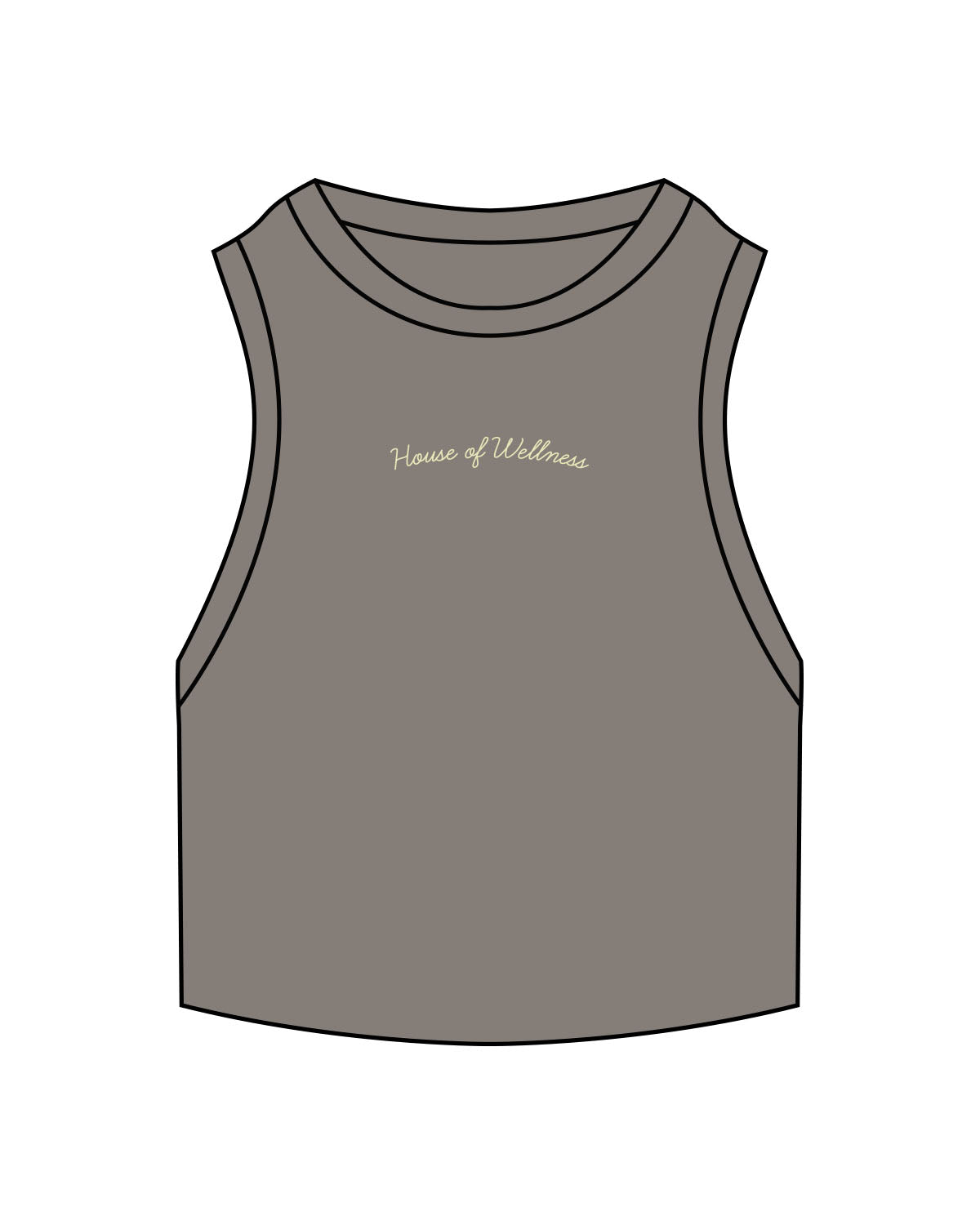 The Ribbed Crop Tank - Washed Gray - Activate House - Center Chest Arc - Embroidered - Light Green