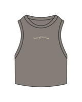 The Ribbed Crop Tank - Washed Gray - Activate House - Center Chest Arc - Embroidered - Light Green